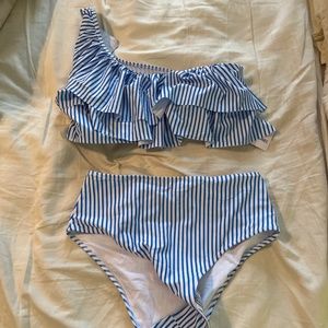 Ruffle top high waisted bikini